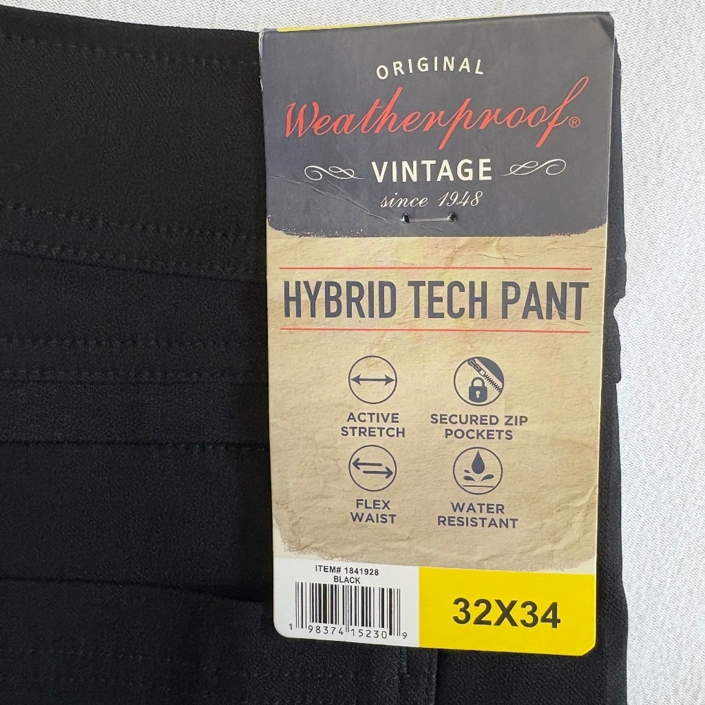 Weatherproof Vintage 32x34 Men's Hybrid Tech Pants, Black NWT - Picture 5 of 15